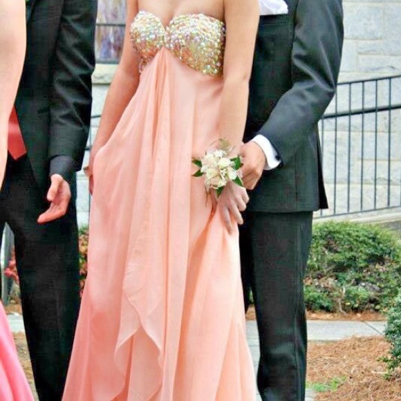 La Femme Apricot Sequins Prom Dress - Picture 4 of 4
